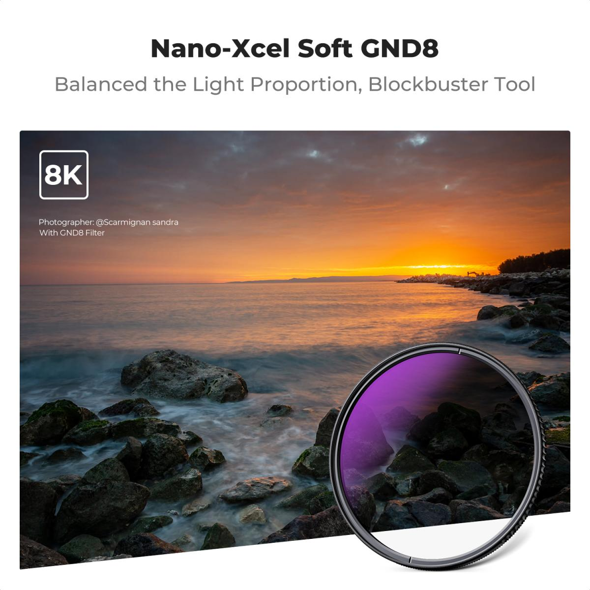 Filtro ND Graduado GND8 Nano-X K&F Concept 77mm - Gradiente Suave